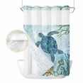 thumbnail image 2 of Teal Green Sea Turtle No Hook Shower Curtain Waterproof, Bathroom Curtains with Snap in Liners and See Through Top Window, Coastal Summer Beach Seaweed Hotel Style Bathtub Curtains Shower 72"Wx84"L, 2 of 8