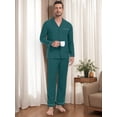 thumbnail image 7 of GIRUNS Men's Pajamas Set Soft Sleepwear Button Down Long Sleeve and Long Pants with Pocket Loungewear Sets Dark Green 3XL, 7 of 7