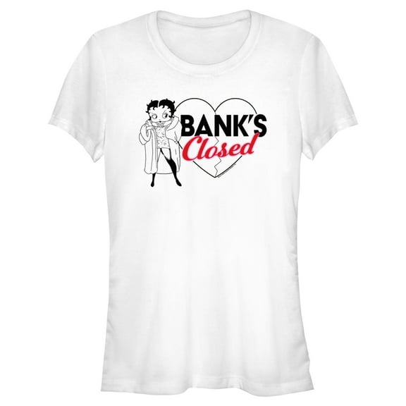 Junior's Betty Boop Bank's Closed Graphic Tee White Large