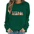 thumbnail image 5 of Women's Crewneck Sweatshirt Holiday, Vacation Graphic Tees Tops Fall Fashion Long Sleeve Pullover Green-2 S, 5 of 6