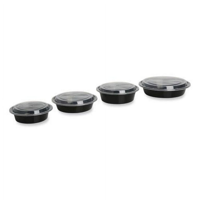 Microwavable Food Container with Lid, Round, 16 oz, 6.29 x 6.29 x 1.96, Black/Clear, Plastic, 150/Carton Microwavable Food Container with Lid, Round, 16 oz, 6.29 x 6.29 x 1.96, Black/Clear, Plastic, 150/Carton