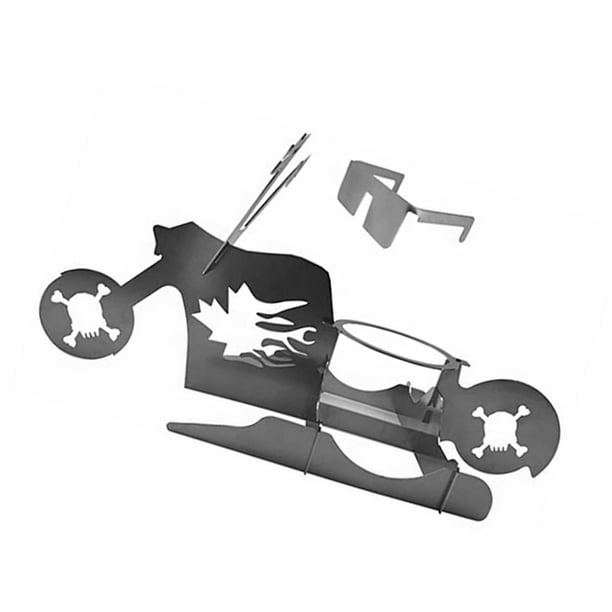 Bewildely Soporte de pollo para barbacoa, cerveza, motocicleta americana divertida, estante de acero inoxidable, herramientas, estante divertido para pollo Cocina y Comedor Cabeza de calavera Bewildely HA007131-01