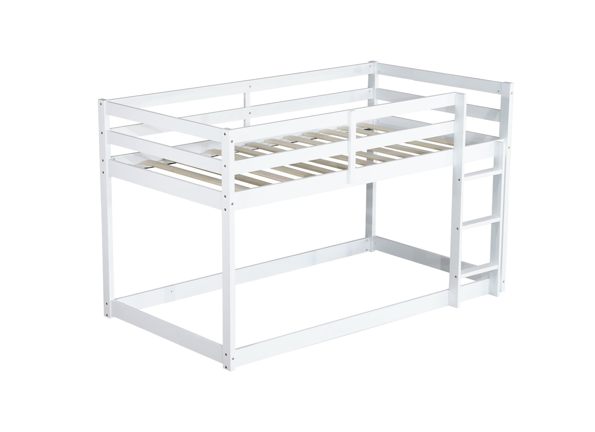 Aukfa Twin Over Twin Bunk Bed for Kids, Solid Rubber Wooden Bed Frame, White