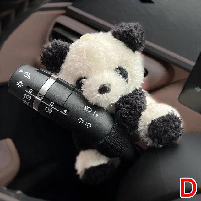 Lindo adorno para interruptor de luz de giro de limpiaparabrisas con forma de panda con lazo para coche, muñeco de peluche N A9I9