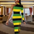 thumbnail image 3 of Robe Longue Drapeau Jamaïque Femmes Noir Jaune Vert Rayures Style de Rue Robe Maxi Club de Nuit Robes Moulantes Fente Haute Vestidos, 3 of 5