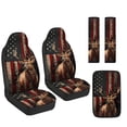 thumbnail image 7 of Xoenoiee Deer Forest American Flag Print PU Leather Car Accessories Set of 5, Anti-Slip Auto Seat Covers Seat Belt Pads Car Armrest Cover for Most SUV Truck Sedan, 7 of 7