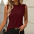 thumbnail image 2 of Top sin mangas de cuello redondo liso de verano para mujer - Corte holgado, mezcla de poliéster - Camiseta sin mangas informal para el día a día, 2 of 5