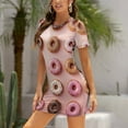thumbnail image 5 of Colorful Donut Pattern Short Sleeve Dress Evening Dress Woman Mini Dress, 5 of 9