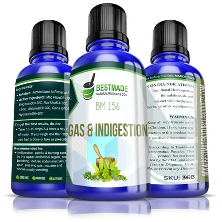 BestMade Natural Products Gas & Indigestion Natural Remedy for Bloating, Nausea, & Heartburn (BM156)