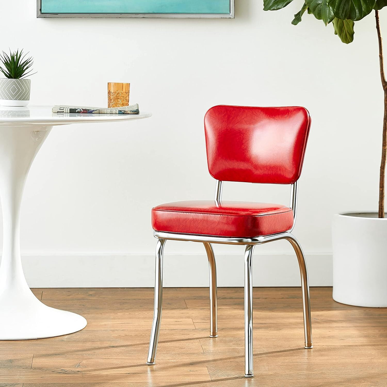 Richardson Seating Diner Chair with 2" Box Seat-Color:Cracked Ice Red