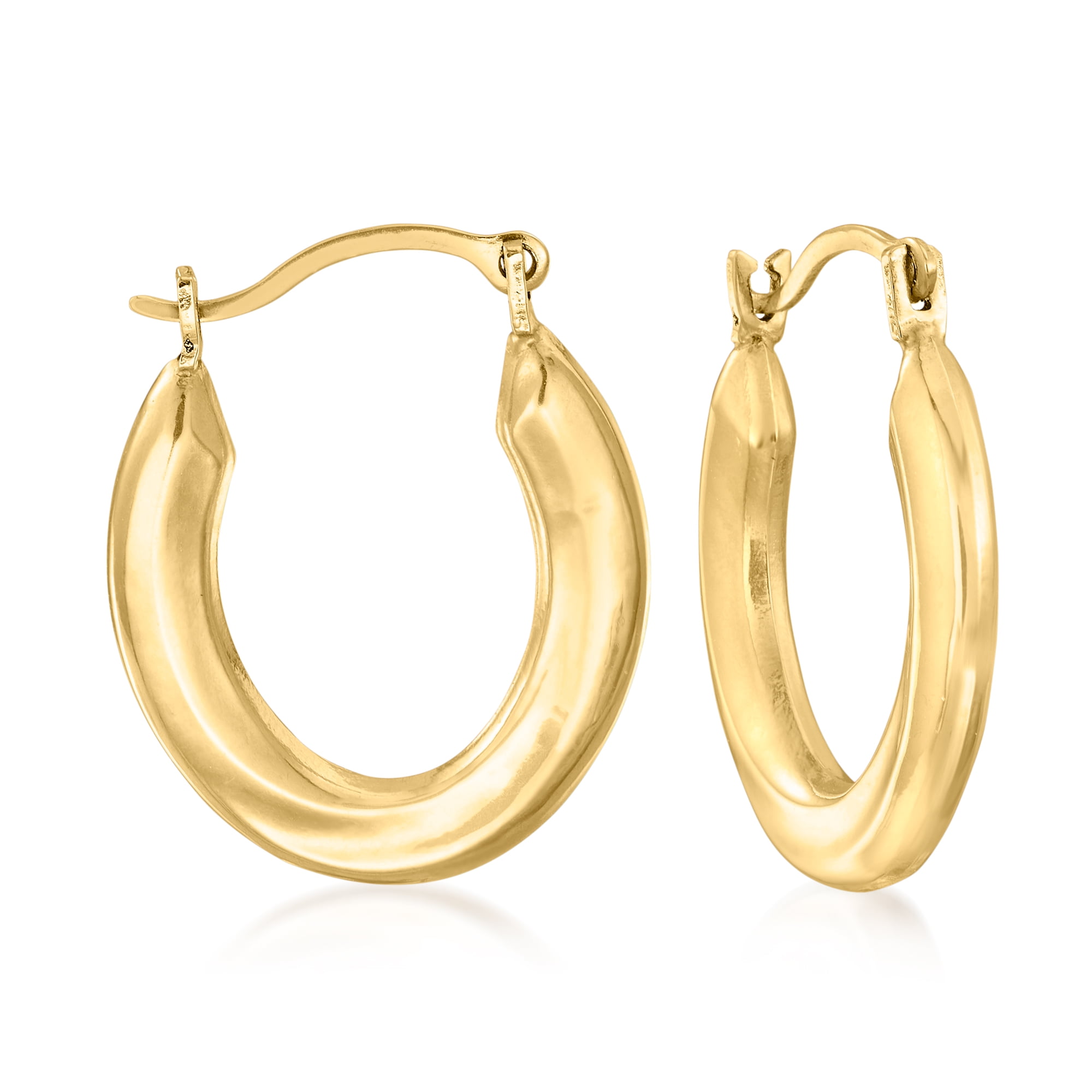 23 Millimeters 14k Yellow Gold 2 Millimeters Small Greek Pattern Hoop Earrings 0.8 Inches
