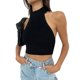 thumbnail image 2 of Txlixc Tirantes femeninos halterneck blusa casual de verano color sólido cuello alto sin mangas blusa sin espalda corta ropa callejera Txlixc  moda, 2 of 6