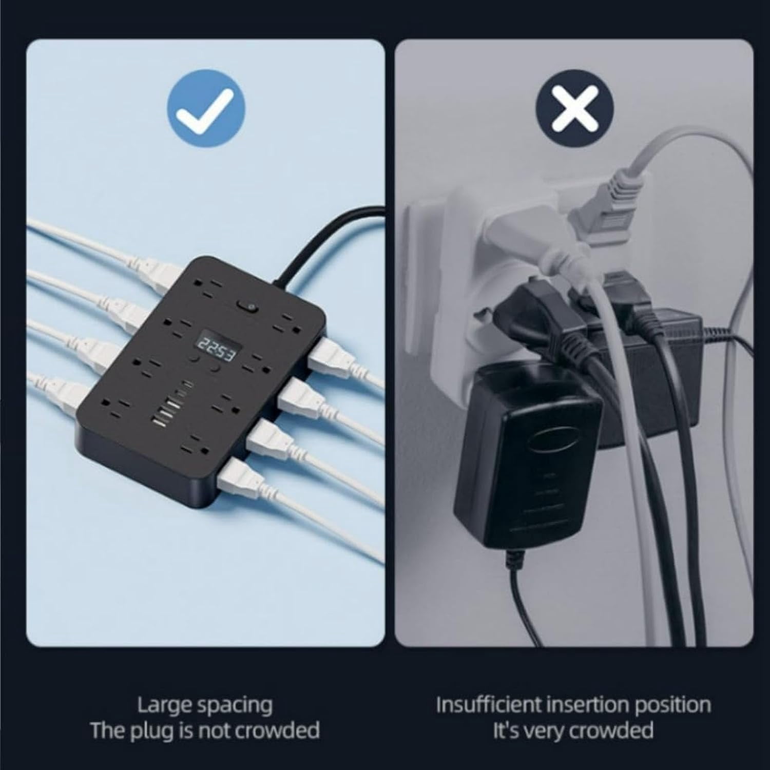 16 in 1 Power Strip with Surge Protection, 6 AC Outlets & 4 USB Ports , Flat Plug for Home Office Dorm and Travel Use