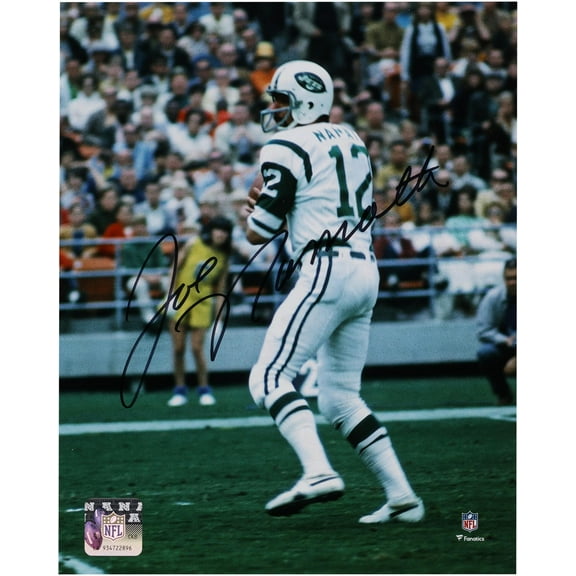 Joe Namath New York Jets Autographed 8" x 10" White Jersey in Pocket Photograph - Fanatics Authentic Certified