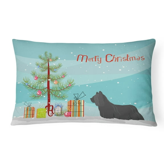 Carolines Treasures CK3564PW1216 Skye Terrier Christmas Tree Canvas Fabric Decorative Pillow, 12H x16W, multicolor
