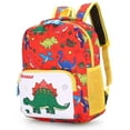 thumbnail image 1 of Mochila de viaje preescolar para niños pequeños, mochila escolar de dibujos animados, mochila (dinosaurioNaranja), 1 of 5