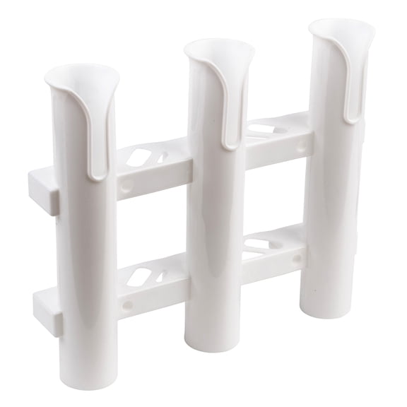 Ozark Trail 3-Position Marine Holder, White Boat Storage Rack, Holds 3 Fishing Rods, Durable Plastic