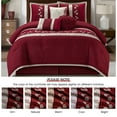thumbnail image 3 of LANCO MODERN LIFESTYLE Wine Comforter Set King Size, 7 Piece Bedding Set for All Seasons, Elegant Microfiber Embroidery Floral, Bedskirt, Shams and Decor Pillows, 3 of 7