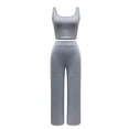 thumbnail image 5 of Ujnder Two Piece Sets for Women Summer Outfits Neck Tops Wide Leg Crop Pants Grey S, 5 of 6