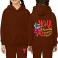 thumbnail image 2 of Tween Sweatshirt Girls Kids Kids Hooded Tracksuit Unisex Two Piece Hoodie Sweatshirt Sweatpants Set Clothes Brown Size 10-11T, 2 of 4