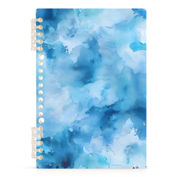 Watercolor Blue Spiral Journal Notebook College Ruled Notebook 8.3" x 5.7" A5 Lined Thick Paper Page