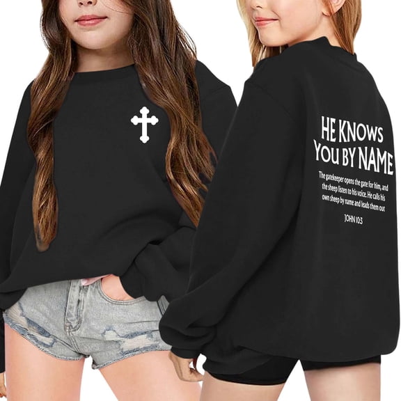 Boys Sweatshirts Kids Winter Print Crew Neck Sweatshirt Long Sleeve Pullover Hoodless Top Black 4-5 Years
