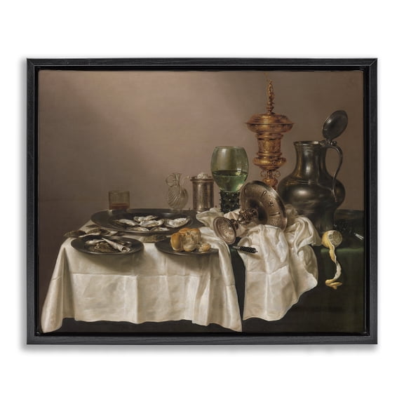 Stupell Industries Transitional Still Life with Gilt Cup Willem Claesz Classic Black Floating Frame Canvas Art, 21 x 17, by one1000paintings