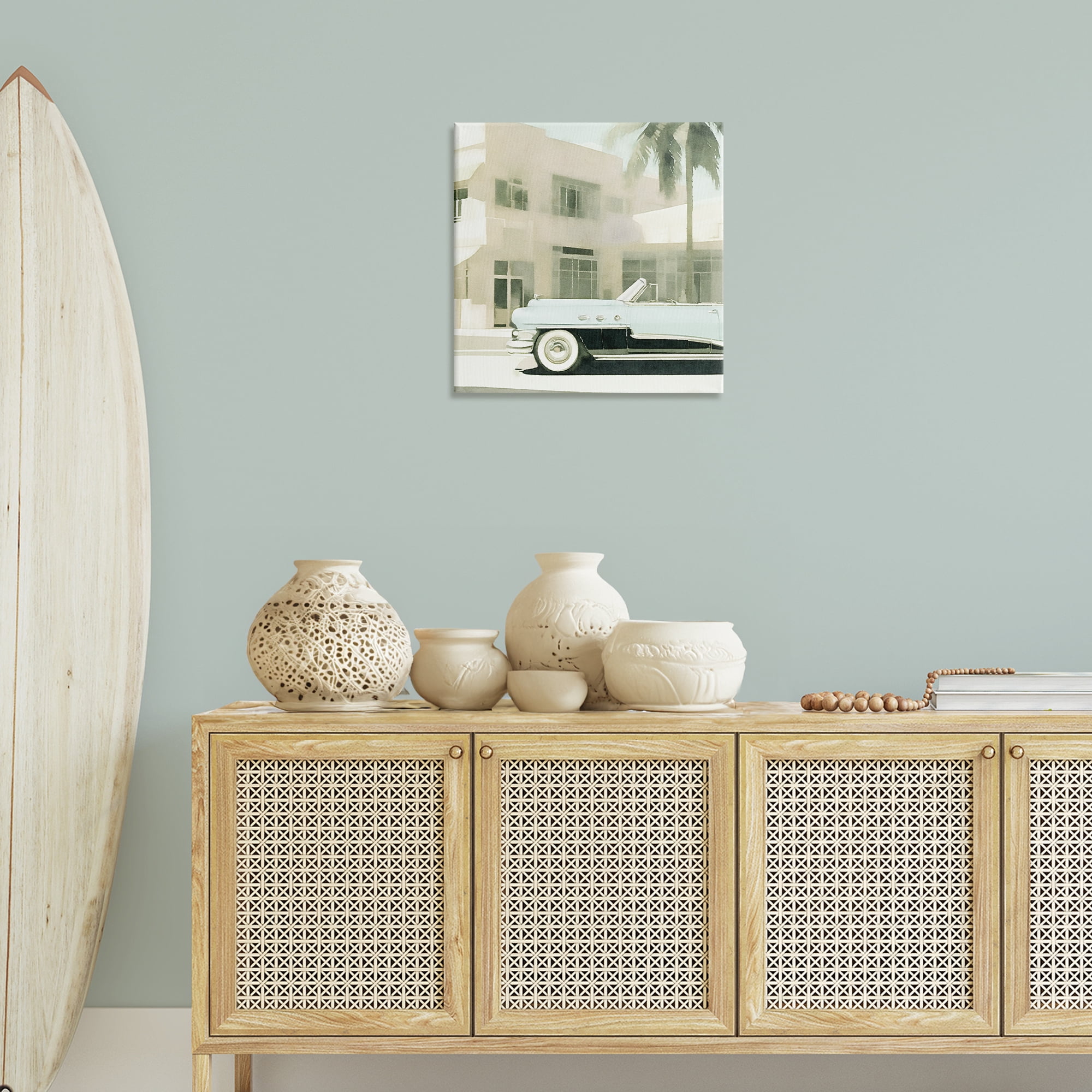 Stupell Industries Miami Car & Palm Tree Transportation Painting Wrapped Canvas Art Print Wall Art, 24 x 24