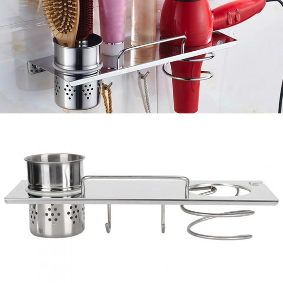 Anti-rust Anti-Corrosion Hair Dryer Holder, Hair Dryer Rack, Silver for Home Camping Car