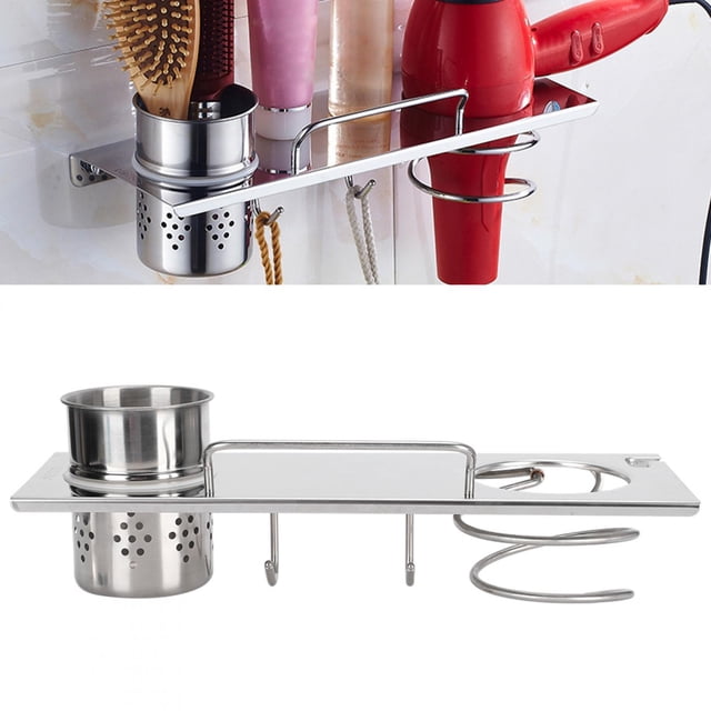 Soporte de Secador de Cabello Montar en la Pared, Estante de Secador de Cabello, Organizador de Secador de Cabello Ant-Corrosión Plateando para Automóvil para acampar en Casa