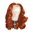 thumbnail image 3 of YSGFHGJW Headband Wig Human Hair,Women's Synthetic Natural Overstuffed Orange Medium Length Curly Hair Available Daily Wear Party And Cosplay Soft Wig,Orange, 3 of 7