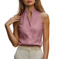 thumbnail image 6 of Women's Sleeveless Stand Collar Vest, Solid Color Sexy and Chic Casual Top, Breathable Tank for Everyday Leisure and Layering-Pink, 6 of 6
