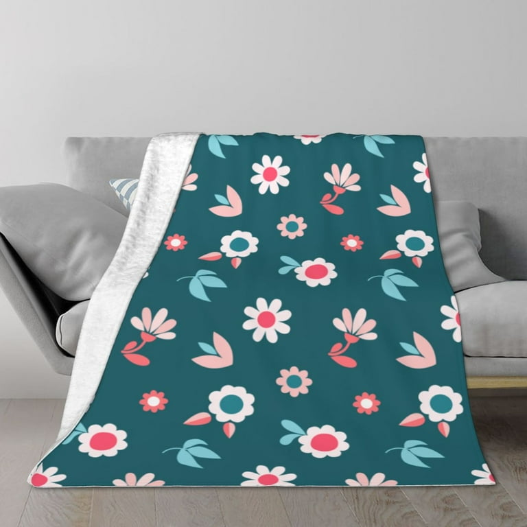 TEQUAN Double Layer Plush Bed Blanket Cute Spring Flowers Pattern