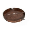 thumbnail image 2 of KINGCRAFT 22 x 22 inches Large Round Ottoman Table Tray Wooden Solid Circle Serving Tray with Handle Black Walnut Platter Decorative Tray for Oversized Ottoman Home Breakfast in Bed Tea Coffee, 2 of 10