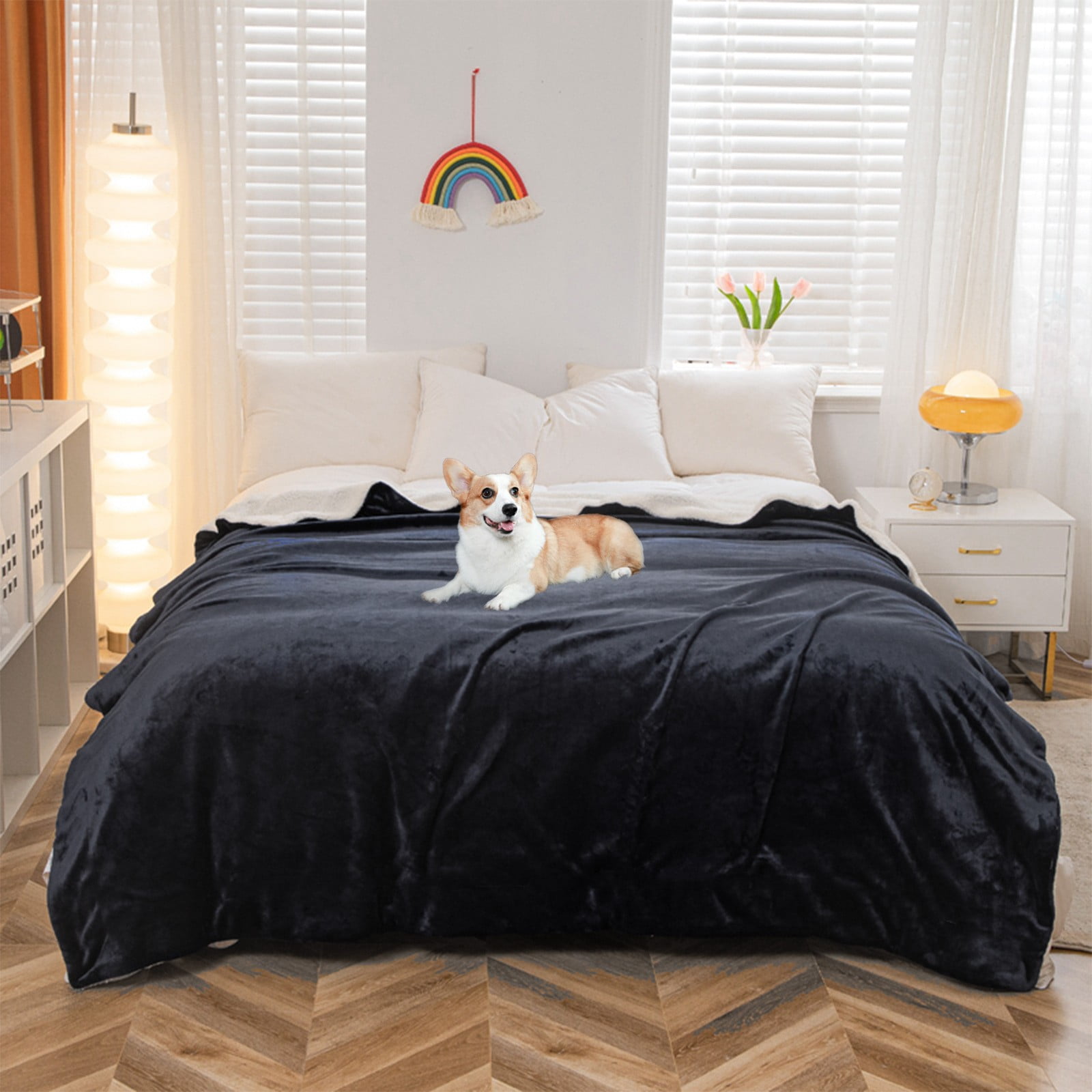 Pet Blanket, Sheepskin Blanket - Loetky Double Layer Blanket, Waterproof Flannel for Dog Cat Bed - 153*203Cm