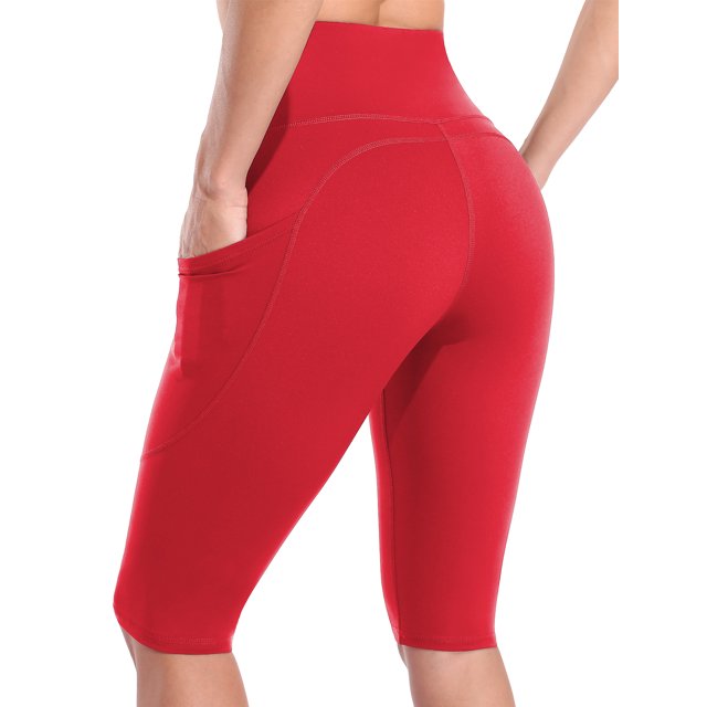 Womens High Waist Biker Shorts with Pockets Workout Running Short