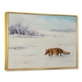 thumbnail image 3 of Designart 'Red Fox Running In White Snow in Countryside I' Farmhouse Framed Canvas Wall Art Print, 3 of 5