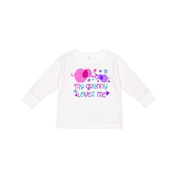 Inktastic My Granny Loves Me- cute elephants Boys or Girls Long Sleeve Toddler T-Shirt