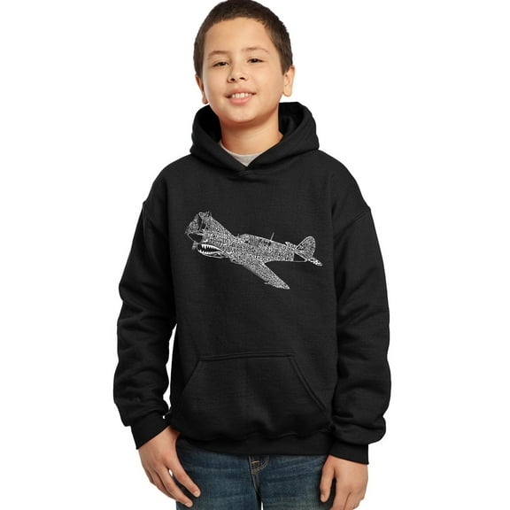 LA Pop Art Boy's Word Art Hooded Sweatshirt - P40