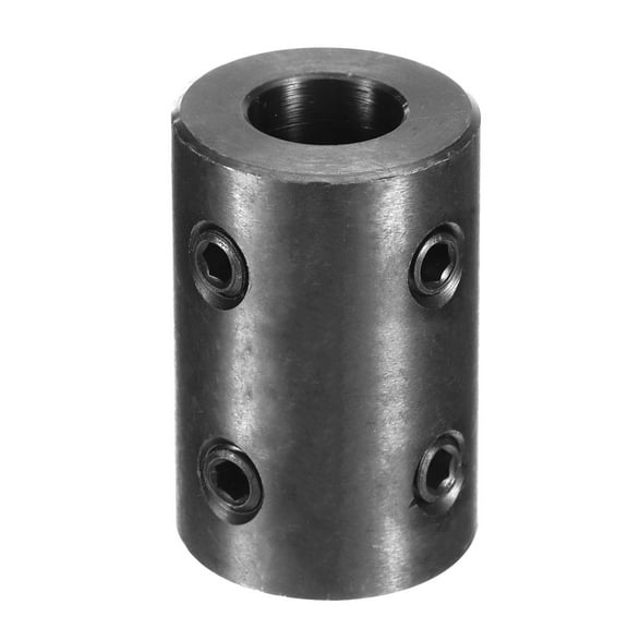 Shaft Coupling 5/8" Bore, 1-1/4" OD, 2" Length, Black Oxide Plated Steel Rigid Coupling, (4 Set Screws)