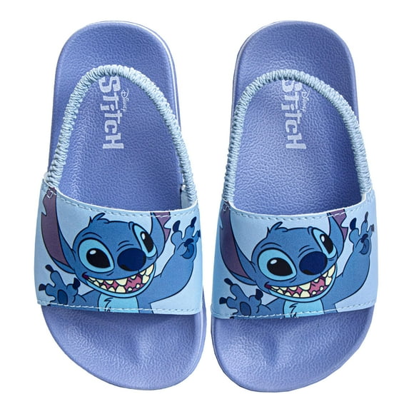 Sandalias Disney Kids Lilo and Stitch Slides con punta abierta, sandalias para niñas, sandalias sin cordones con correa en la espalda, lila (tallas 11-12 para niños pequeños)