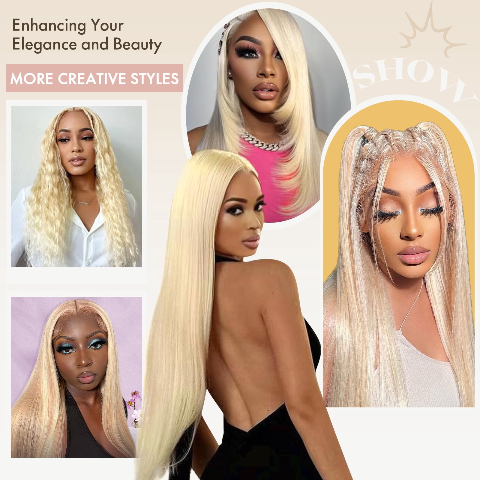 30" Straight 13x4 Blonde Lace Front Wigs Human Hair, 180% Density 613 HD Lace Frontal Wig Blonde