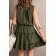 thumbnail image 1 of ABPHQTO Mini vestido verde sin mangas con cuello en V y volantes para mujer, 1 of 5