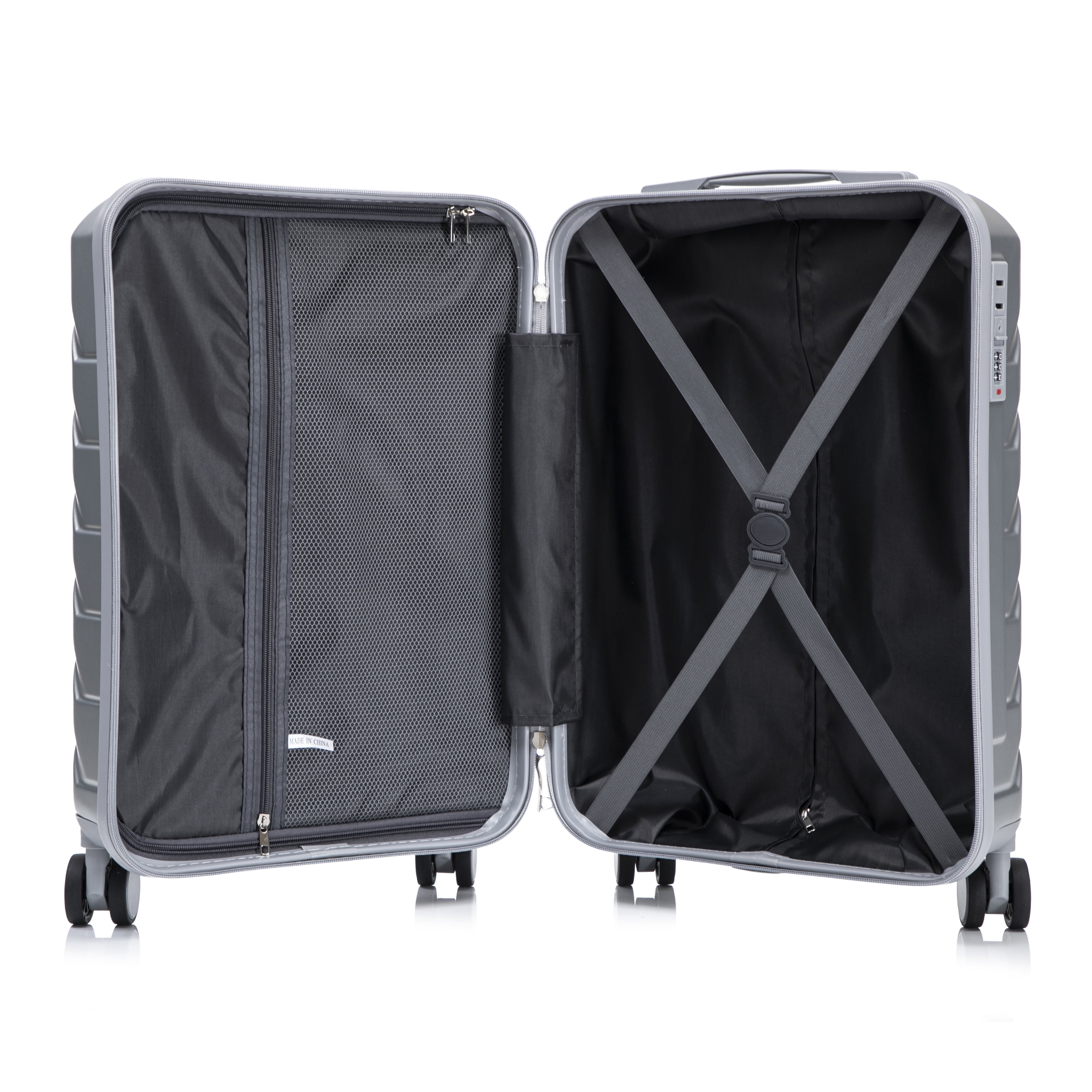 Leumius Hardside Carry on Luggage with Spinner Wheels, Hard Shell ABS Suitcase, 20-Inch Lightweight Expandable Rolling Luggage, Silver