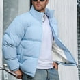 thumbnail image 6 of JUUYY Men's Winter Padded Jackets Full Zipper Windproof Jacket Solid Color Trendy Coat Light Blue M, 6 of 8