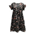thumbnail image 2 of Pop Seller Women's Casual Loose Flowers Print All-match Short Sleeve Dress Black 2XL, 2 of 3