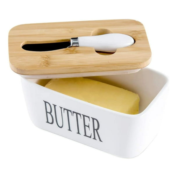 eTzone Large Butter Dish 22 oz (650ml) with Spreader Knife and Lid