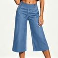 thumbnail image 5 of Oksale Denim Wide Leg Capris for Women Stretch High Waisted Jean Capri Pants with Pockets Loose Cozy Summer Vacation Outfits 2026 Light Blue M, 5 of 9
