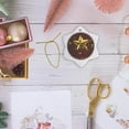 thumbnail image 6 of 3drose, Pretty Gold Star on a Burgandy Backgroudn with the Words Merry Christmas, 3 inch Snowflake Porcelain Ornament, 6 of 7