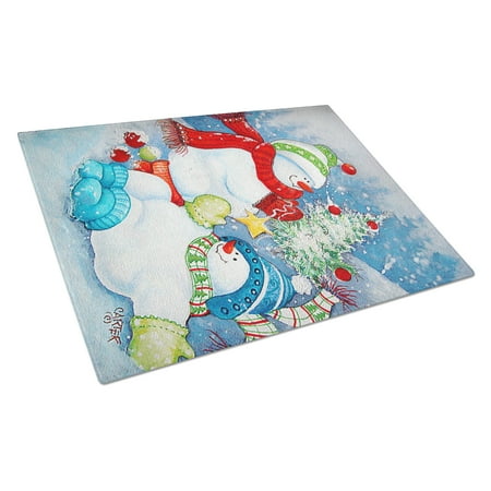 

Carolines Treasures PJC1021LCB The Teens Celebrate Snowman Glass Cutting Board Large 12H x 16W multicolor